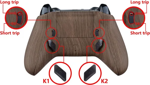 Vista 4 de eXtremeRate Lofty - Kit de parada programable para reprogramar y disparar, chips mod y carcasa trasera rediseñada y carriles laterales y botones