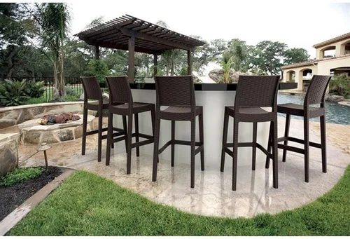 Vista 6 de Compamia Jamaica - Taburete de bar de resina Wickerlook para patio, color marrón (juego de 2)