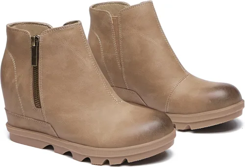 Vista 5 de Athlefit Women's Wedge Ankle Boots Fashion Side Zipper Hidden Leather Wedge Booties