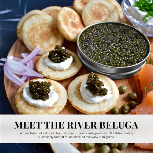 Vista 6 de OM Caviar Kaluga Hybrid Caviar River Beluga Alternativa Grano Grande 1.76