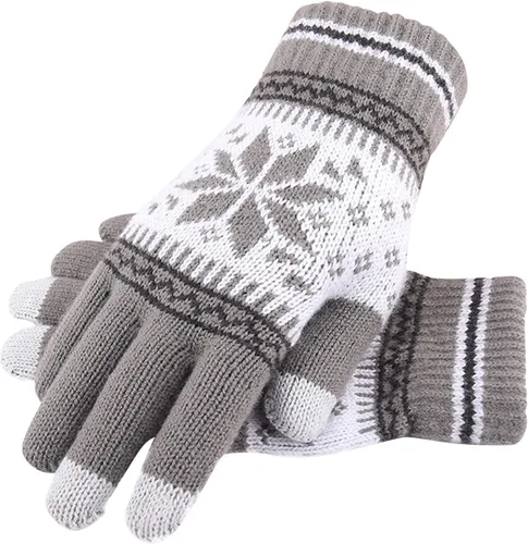 Vista 4 de Guantes de invierno para hombres y mujeres, unisex, guantes para pantalla táctil, antideslizantes, cálidos, elásticos, guantes de punto para clima