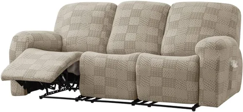 Vista 11 de vctops 10 fundas geométricas para sofá reclinable copetudo, suaves, elásticas y suaves de 4 asientos, funda antideslizante para sofá, protector