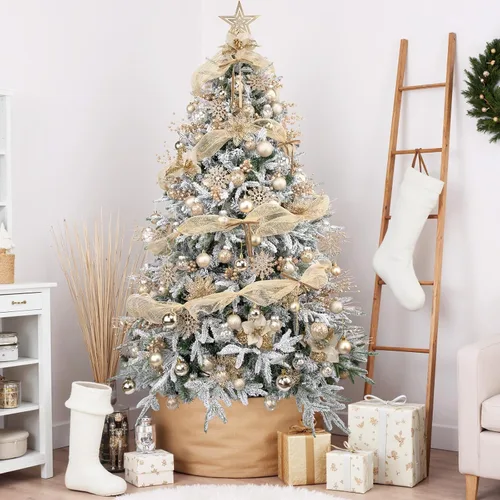 Vista 3 de Juego de 109 adornos para árbol de Navidad, adornos de bolas de Navidad Champán