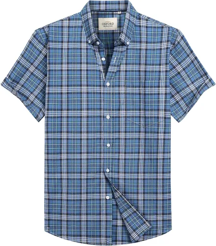 Vista 17 de Alimens & Gentle - Camisa de manga corta Oxford para hombre con ajuste regular, cuello abotonado y bolsillo