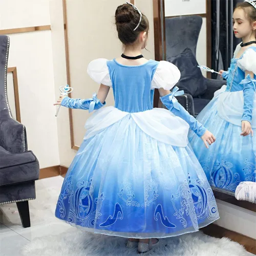 Vista 5 de JWZWJ Fancy Cinderella Princess Dress Costume Puff Sleeve Halloween Birthady Party Cosplay for Girls 2-11T