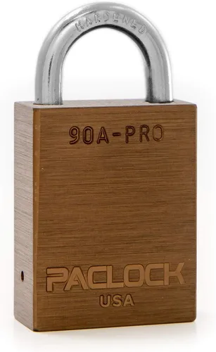 Vista 48 de PACLOCK Candado de la serie 90A-PRO, compre American Act obediente, aluminio anodizado marrón, cilindro de 7 pines de alta seguridad con 1 llave por