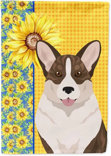 Vista 325 de Caroline's Treasures WDK5313GF Bandera de jardín con diseño de girasoles de verano, color negro y tostado, Airedale Terrier para buzón, bandera
