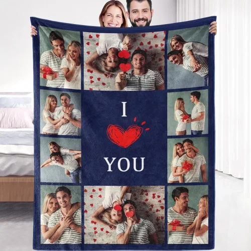 Vista 20 de Manta de Forro Polar Sherpa con Foto Personalizada - Suave, Cálida, Esponjosa - Regalos Personalizados para Parejas, Novio, Novia - Manta con Imagen