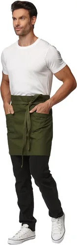Vista 5 de Delantal unisex medio bistro delantal servidor con bolsillos impermeable 4251BY