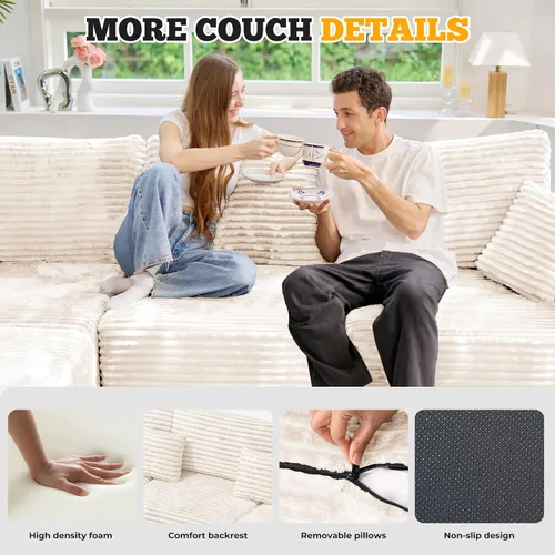 Vista 12 de Luxanimarion Sofá Loveseat, Sofás Cloud Sin Estructura para Sala de Estar, Sofá Seccional Modular de 2 Plazas, Extragrande, Chenille Beige