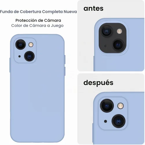 Vista 3 de FireNova Funda diseñada para iPhone 13, funda de silicona mejorada [protección de cámara] con [2 protectores de pantalla], forro interior de Azul
