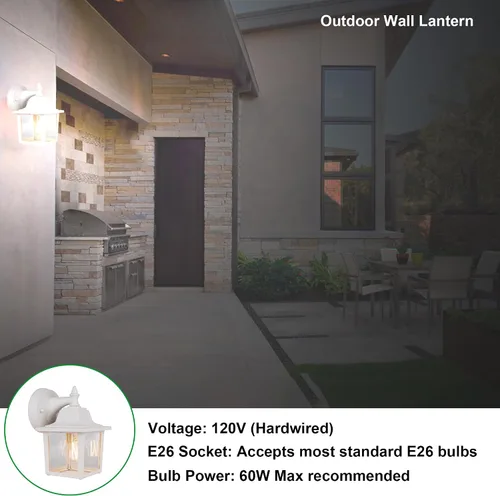 Vista 5 de LIT-PaTH Farol de pared para exteriores, aplique de pared como accesorio de iluminación de porche, base mediana E26 de 60 W máximo, carcasa