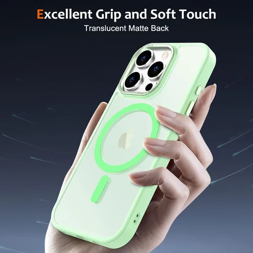 Vista 362 de Anuck - Funda magnética para iPhone 11 compatible con MagSafe, carcasa trasera mate translúcida dura, borde de TPU, delgada, resistente a impactos