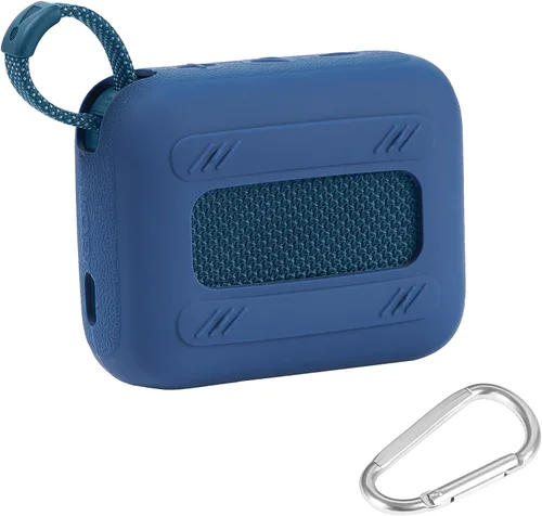 Vista 2 de Funda de silicona para altavoz Bluetooth impermeable JBL Go 4, color azul Estuche azul