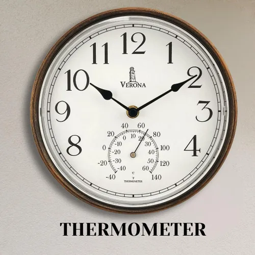 Vista 7 de Reloj pequeño para patio al aire libre, resistente al agua con termómetro