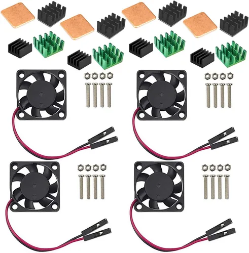 Vista 10 de Easycargo Raspberry Pi 4 Kit de ventilador de disipador de calor para refrigeración Raspberry Pi 5 4 3, 3, disipador de calor para ventilador