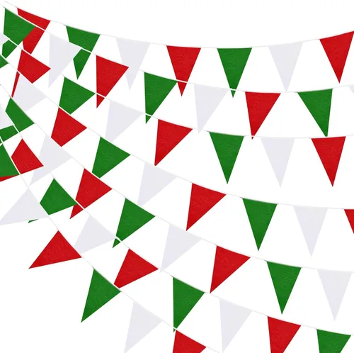 Vista 10 de Preboun Banderines de 400 pies sólidos, 240 unidades, guirnalda triangular para colgar, guirnalda a granel para gran apertura, carnaval, fiesta