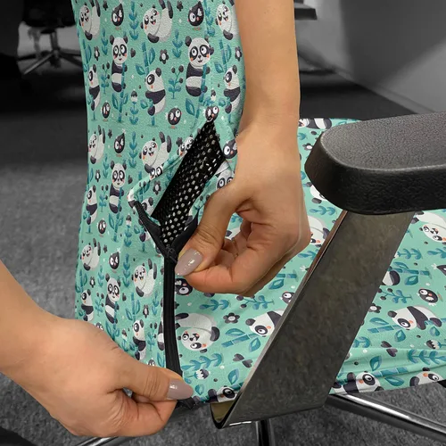 Vista 24 de Lunarable Funda para silla de oficina tribal, diseño azteca, nativo americano, geométrico, simbolismo étnico con espirales de triángulos, elástico