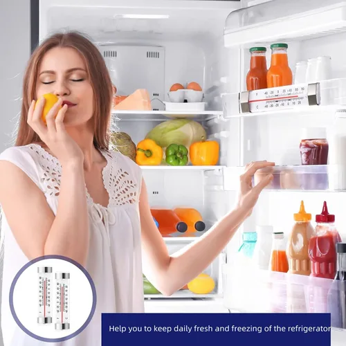 Vista 3 de Termómetro para refrigerador de cocina, paquete de 12 termómetros para nevera, congelador, termómetro, impermeable, mini medidor de temperatura