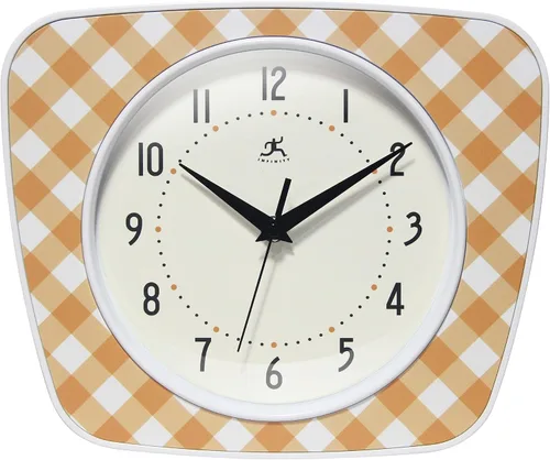 Vista 8 de Infinity Instruments LTD. Reloj de pared trapecio a cuadros, verde, 9.25" x 10.875