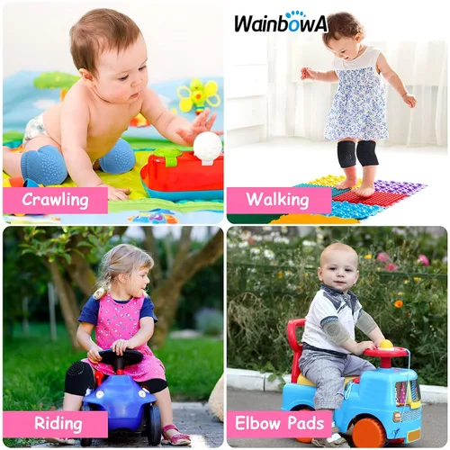 Vista 7 de WainbowA - Rodilleras antideslizantes para bebés y niños, para proteger a bebés y niños, rodillas, codos y piernas, unisex, para bebés y niños