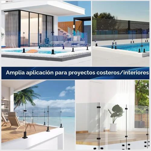 Vista 5 de LukLoy Abrazadera de Barandilla, Soporte de Acero Inoxidable 304 Negro para Barandilla de Balaustrada de Vidrio Valla de Piscina (1, 90 Grados)