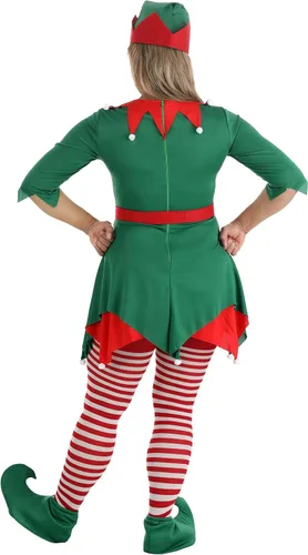 Vista 7 de Disfraz de ayudante de Papá Noel de talla grande para mujer