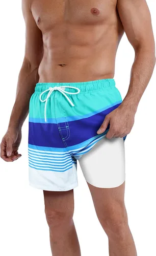 Vista 87 de Traje de baño para hombre con forro de compresión de secado rápido de 5.5 pulgadas con forro tipo bóxer amarillo (1-Yellowstar)