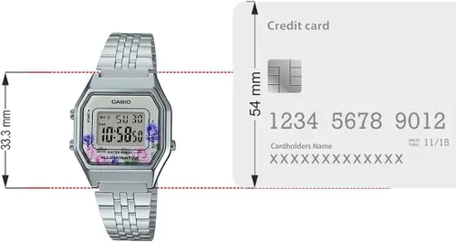 Vista 7 de Casio LA680WA-4C Reloj digital con esfera floral vintage para mujer, Azul, Serie juvenil vintage