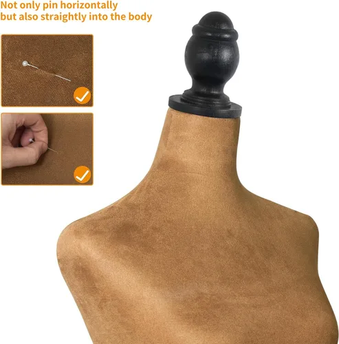 Vista 3 de YunHome - Vestido de medio cuerpo femenino con forma de maniquí de torso para ropa, altura de espuma para coser, maniquí desmontable marrón