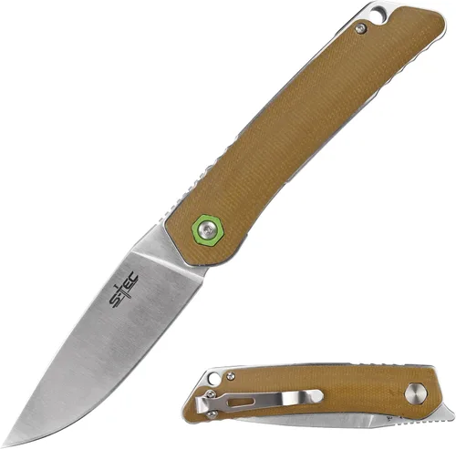 Vista 9 de S-TEC Sandvik - Cuchillo plegable de acero inoxidable con mango compuesto G10 (TS500 marrón)