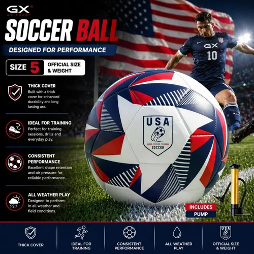 Vista 7 de GX USA - Pelotas de fútbol tamaño 5 para jóvenes y adultos, pelota de fútbol de tamaño 5 duradera para entrenamiento y partidos, estilo de pelota
