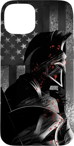 Vista 9 de Funda patriótica para iPhone 16 con bandera de Estados Unidos Spartan Warrior griego antiguo