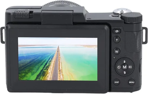 Vista 2 de Cámara digital 4K 48MP, cámara compacta para vlogging, detección de rostros, enfoque automático, antivibración, 800 mAh, 3 pulgadas, pantalla