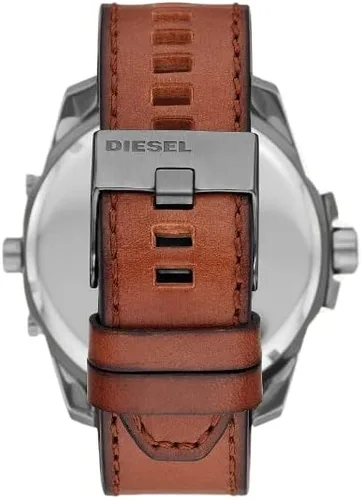 Vista 2 de Diesel DZ7445 Correa de cuero marrón con esfera gris Uber Chief 2126in Reloj para hombre Gris