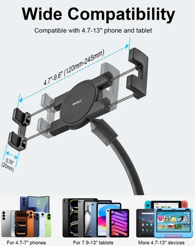 Vista 6 de Peloton - Soporte para tableta de cuello de cisne para bicicleta giratoria, soporte para manubrio de bicicleta estática para bicicleta estacionaria