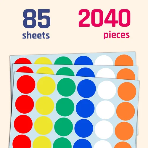 Vista 4 de 2040 piezas – 1 pulgada de colores de puntos, calcomanías de precio de venta de garaje/patio, 6
