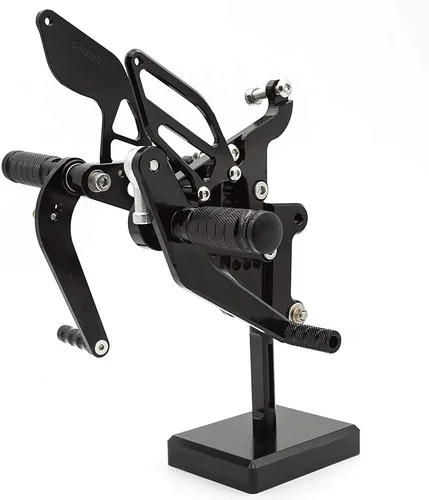 Vista 4 de PROCNC - Reposapiés de motocicleta ajustable de aluminio para Yamaha YZF R6 2003 2004 2005 (negro)