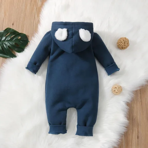 Vista 2 de PATPAT Baby Girls Romper Infant Bodysuit Zipper Hooded Jumpsuit Long Sleeve Footed One-Piece Coverall Fall Winter Outfit