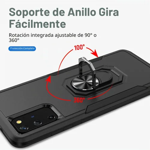 Vista 7 de Funda para Samsung Galaxy S20 Plus con soporte, anillo magnético de armadura, resistente funda protectora de grado militar a prueba de golpes