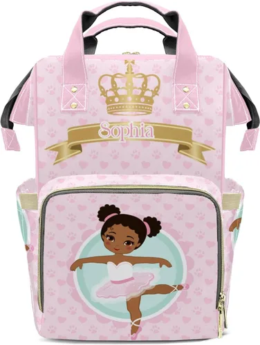 Vista 8 de Mochila de pañales con patrón de girasol con nombre, bolsa multifunción de gran capacidad para mamá, papá, unisex, niño y niña, Diseño 1, Mochilas
