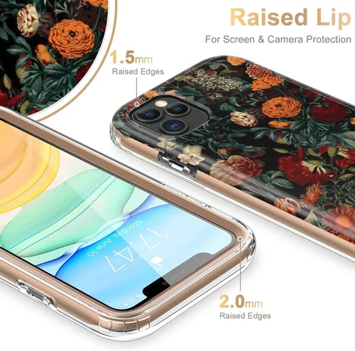 Vista 5 de ESDOT - Funda para iPhone 12 Pro Max con protector de pantalla integrado, funda de grado militar con diseño de moda para mujeres y niñas, funda