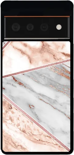 Vista 5 de Funda de goma negra con formas triangulares de oro rosa compatible con Google Pixel 10, 10 Pro, 10 Pro XL, 9a, 9 Pro, Pixel 9, Pixel 9 Pro XL, 8a, 8
