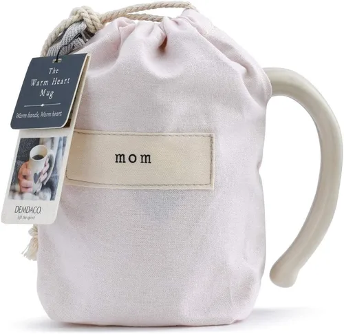 Vista 2 de DEMDACO Taza de café de cerámica de gres Mom Heart Cream inspiracional de 16 onzas