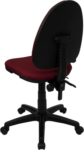 Vista 3 de Flash Furniture Silla de oficina ergonómica giratoria multifunción de tela burdeos con soporte lumbar ajustable Borgoña
