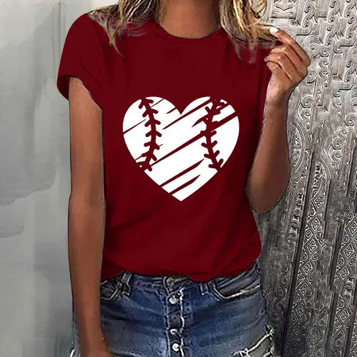 Vista 2 de Camiseta de béisbol para mujer, diseño de amor 2023, lindas camisetas de verano para adolescentes y niñas, divertidas camisetas de manga corta