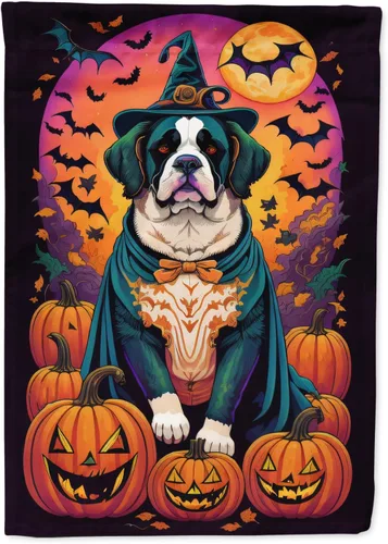 Vista 63 de Caroline's Treasures DAC1466GF - Bandera decorativa para jardín de Halloween de Affenpinscher Witchy para jardín, decoración para patio exterior