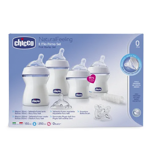 Vista 2 de Chicco Naturalfeeling Complete Starter Set with Bottles, Teat Dummy and Brush, 0 m +