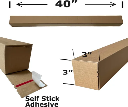 Vista 2 de (50 cajas) Productos excepcionales – 40 x 3 x 3 pulgadas – Cajas altas de cartón corrugado – Tubos de envío largos – Cartón de cartón extra fuerte