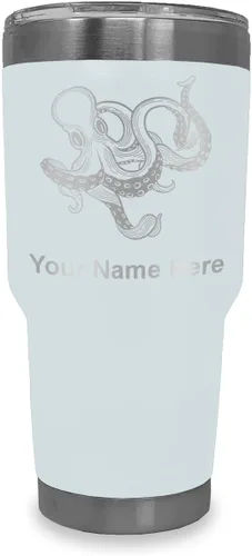 Vista 34 de LaserGram Vaso aislado al vacío de 20 onzas, Kraken, grabado personalizado incluido (negro)